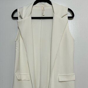 Sleeveless Blazer, White/Cream